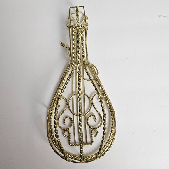 Set of 3 Vtg Gold-Tone Wire Musical Instruments French Horn, Mandolin, Violin - Picture 3 of 11